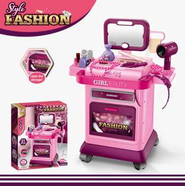 31Pcs Pretend Play Girls Fashion Trolley
